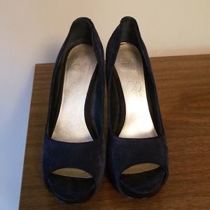 Jessica Simpson suede open toe pumps